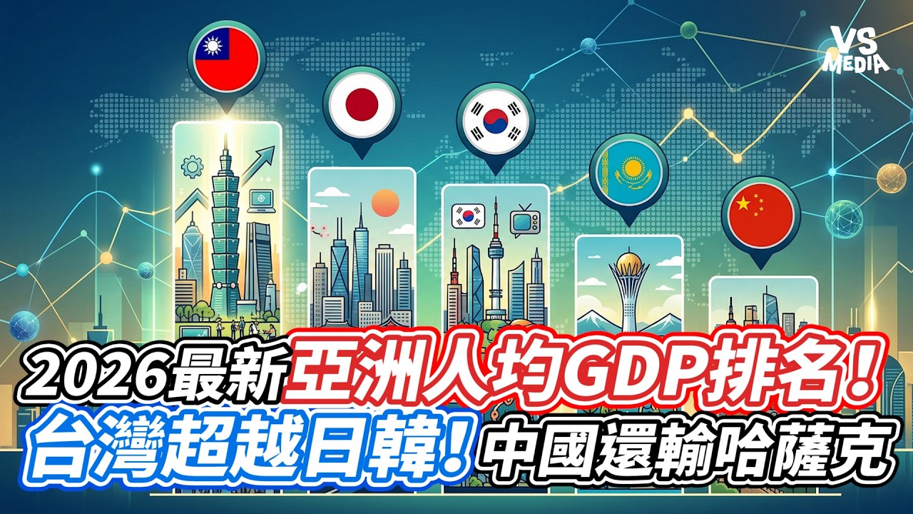 2026最新亞洲人均GDP排名！台灣超越日韓！中國還輸哈薩克｜VS MEDIAｘ@DataAlchemist