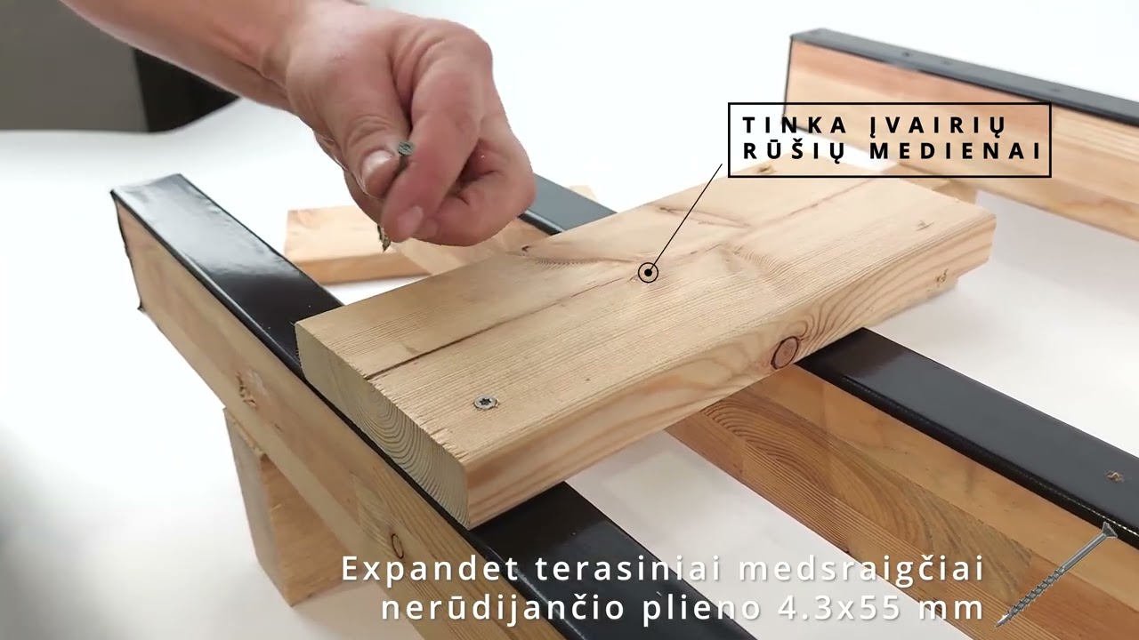 Expandet terasiniai medsraigčiai, nerūdijančio plieno 4.3x55 mm | MDS Terasos