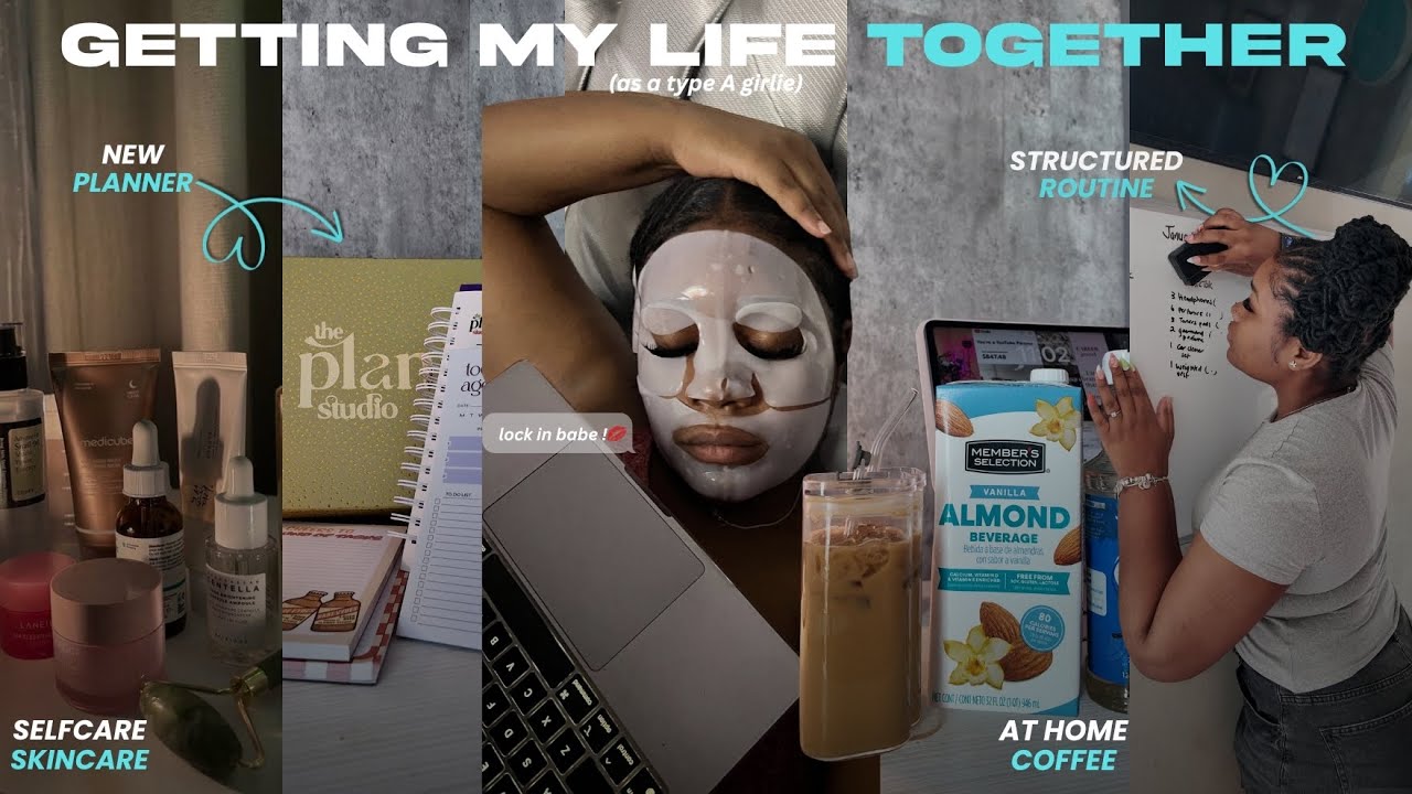 getting my life together (as a type A) ✍🏽 l cleaning + skincare+ at home coffee +new planner +MORE) 