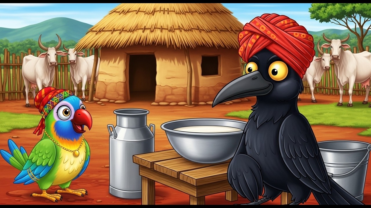लालची दूधवाला काला कौआ की कहानी  The Story of theGreedy milkman black crow. .#HindiCartoon
