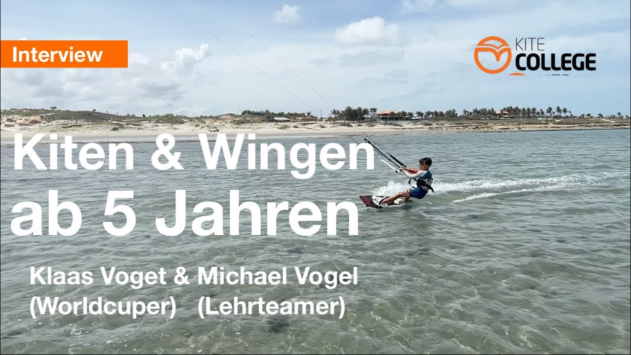 Kitecollege Kinder lernen ab 5 Jahren Kiten und Wingen, Wingfoilen, Kitesurfen mit Familie