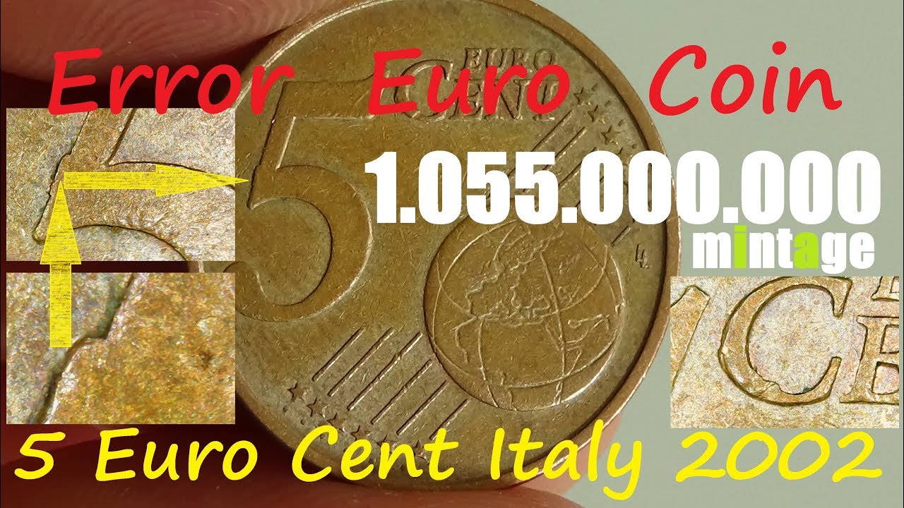 Error euro coin 5 Euro cent Italy 2002 No 5 All details