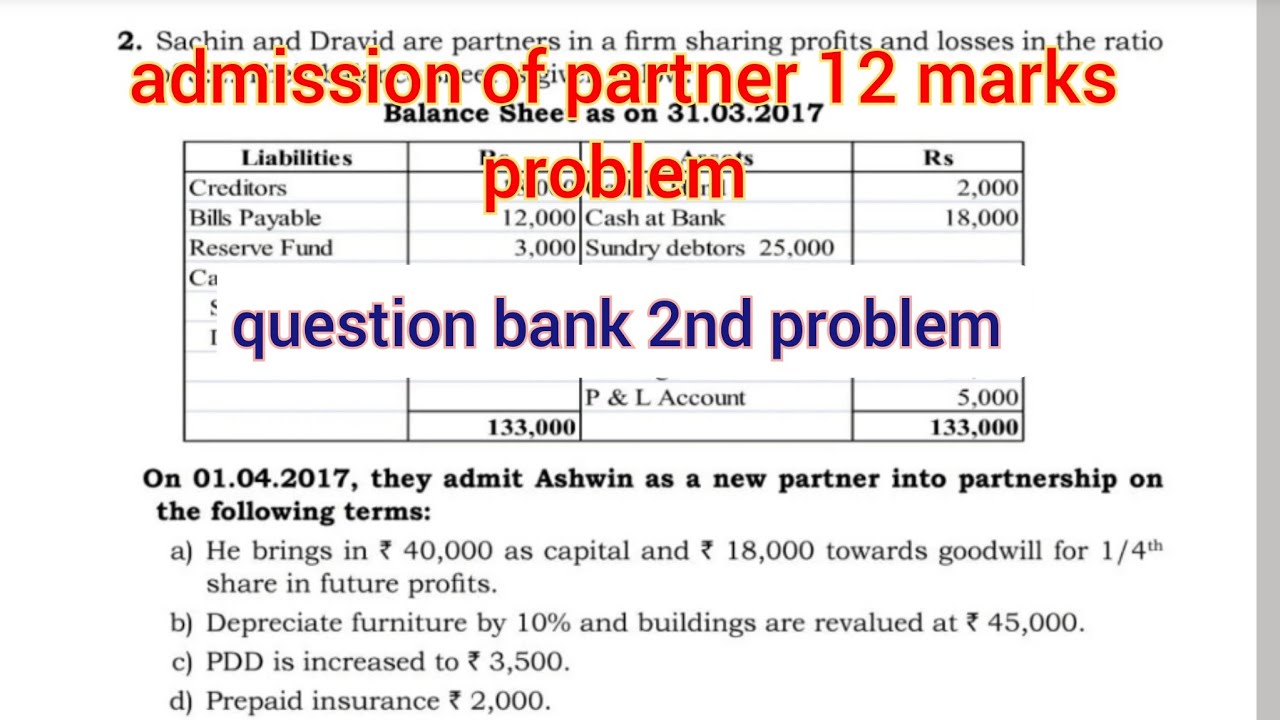 admission of partner 12 marks problem