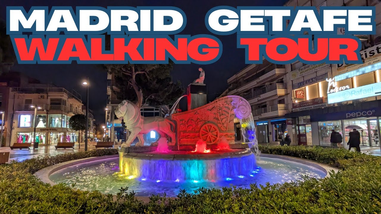Exploring Madrid, Getafe Streets: Rainy Evening Stroll &ndash; Spain 4K Walking Tour