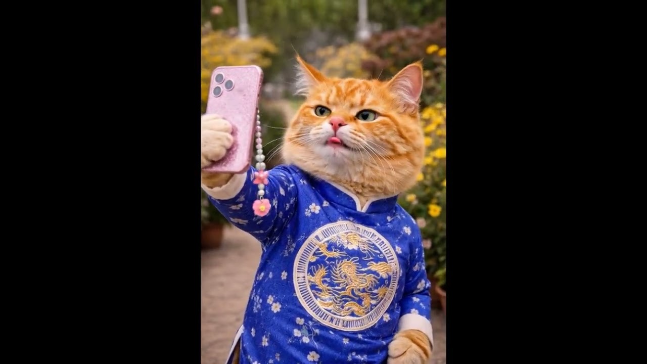 HAI CON MÈO DU XUÂN ĐẦU NĂM MỚI