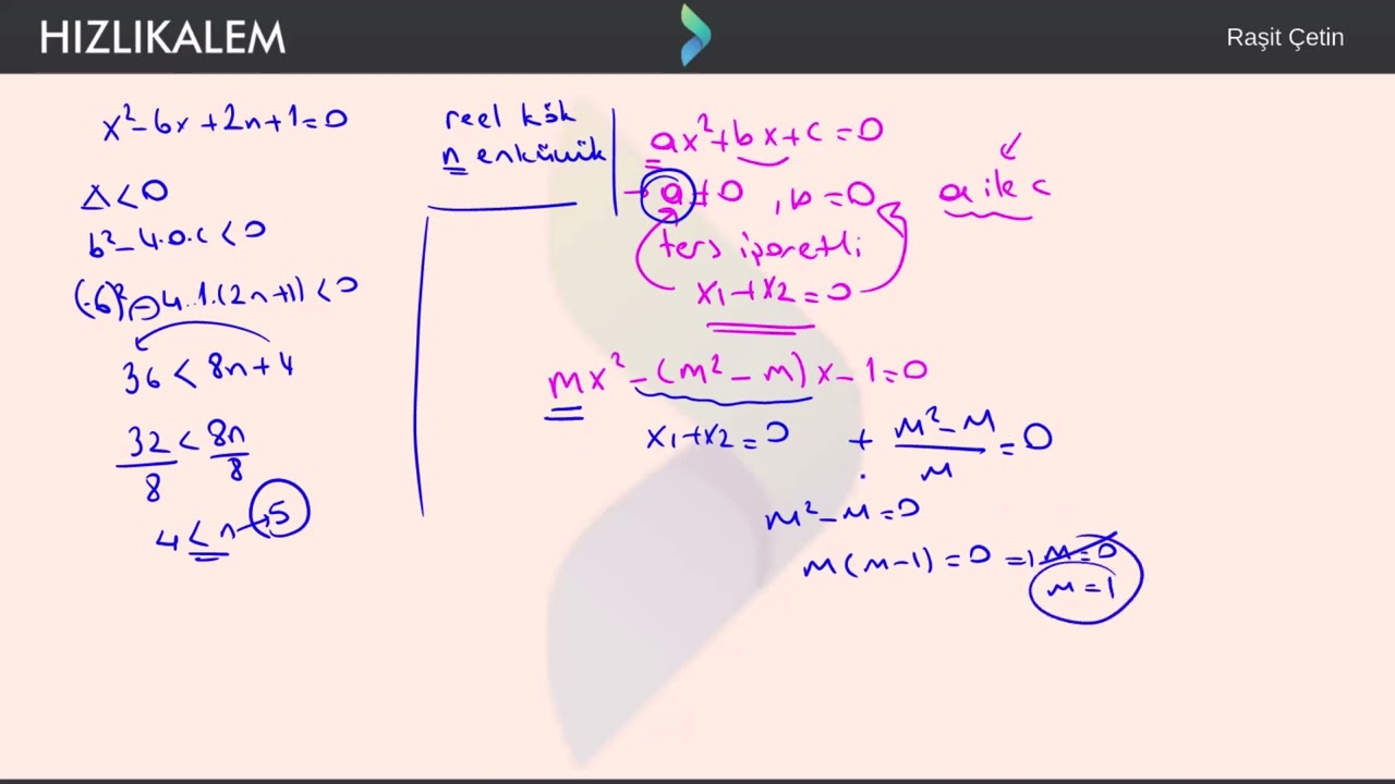 2023 Matematik 2  Dereceden Denklemler 1