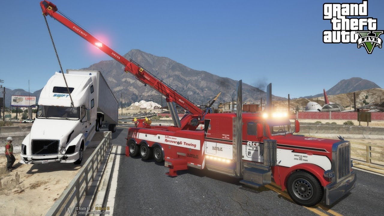 GTA 5 Real Life Mod #213 Rotator Lifts Up Semi Truck & Trailer (Reupload Fixed Quality)