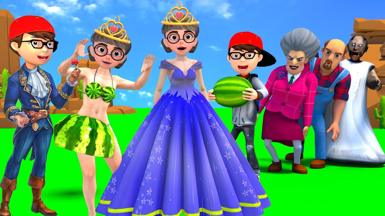 Scary Teacher 3D vs Squid Game 2 Help Doll Choose Princess Dress Ugly or Beautiful 5 Times Challenge