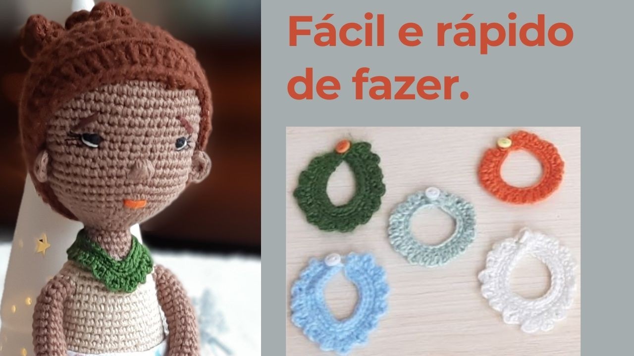 Gola de crochê para boneca, rápido e fácil de fazer!!!🤗