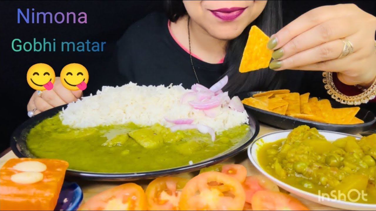 Winter special Nimona ,gobhi matar with rice ,Karachi halwa #asmr #mukbang #eatingvideos #food 