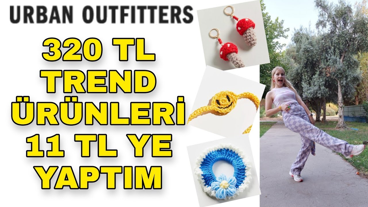 URBAN OUTFİTTERS 320 TL lik ÜRÜNÜ 11 TL ye YAPTIM 🤩 Bileklik, Küpe, Toka | Crochet Diy Challenge