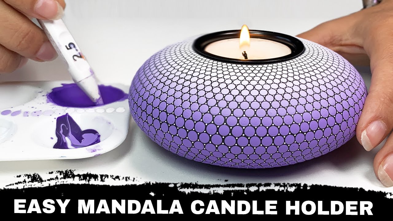 Easy Mandala Art Tealight Candle Holder DIY Craft Ideas Dot Painting #mandalaart #candleholder