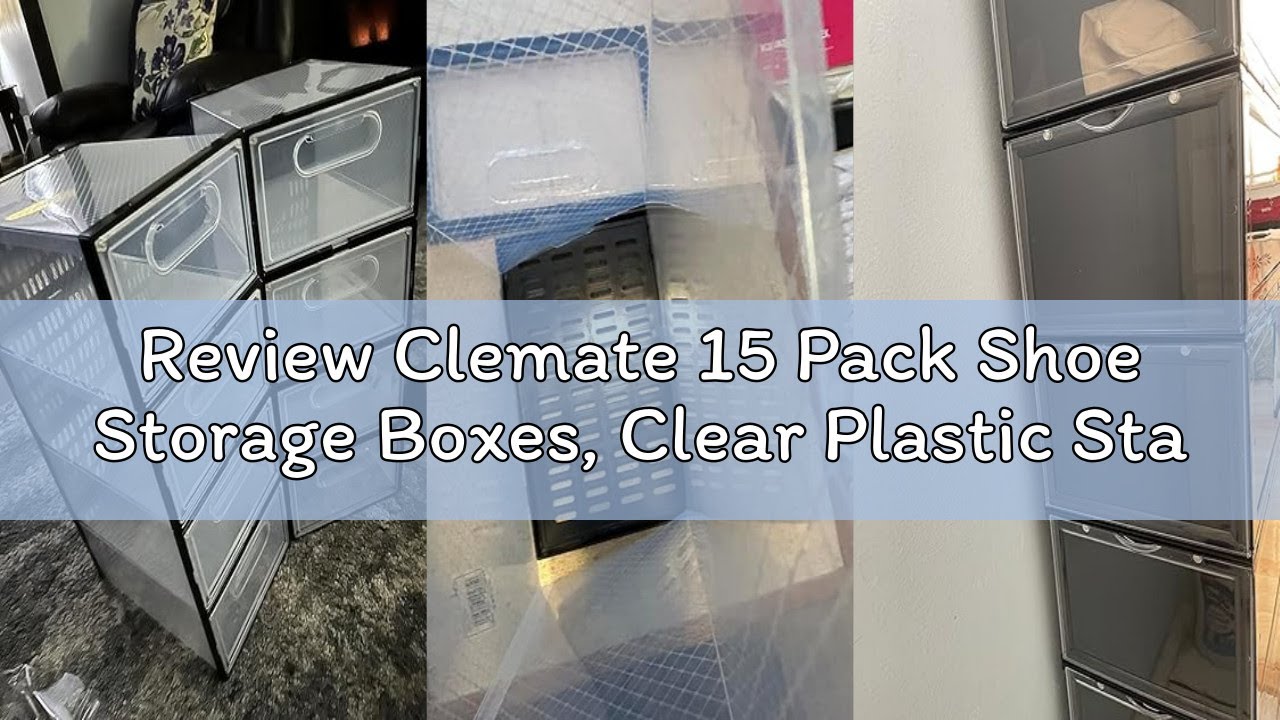 Review Clemate 15 Pack Shoe Storage Boxes, Clear Plastic Stackable Shoe Organizer for Closet, Shoe B