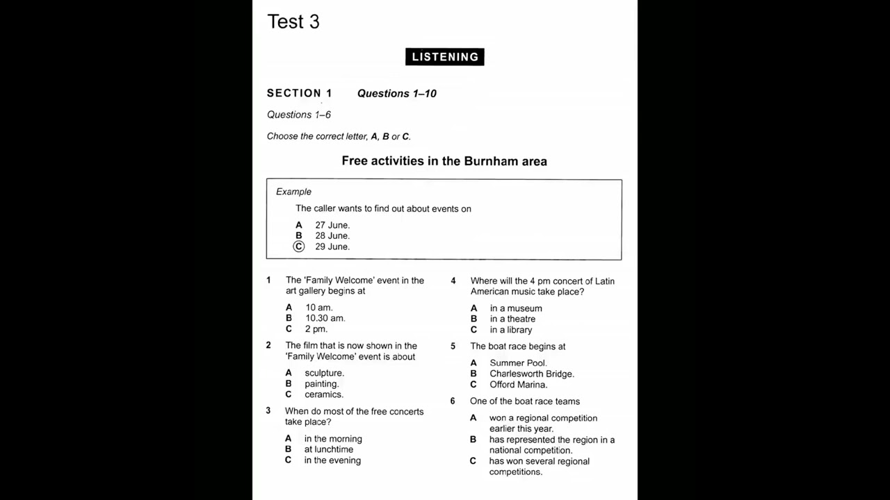 Free activates in the Burnham area | IELTS LISTENING TEST
