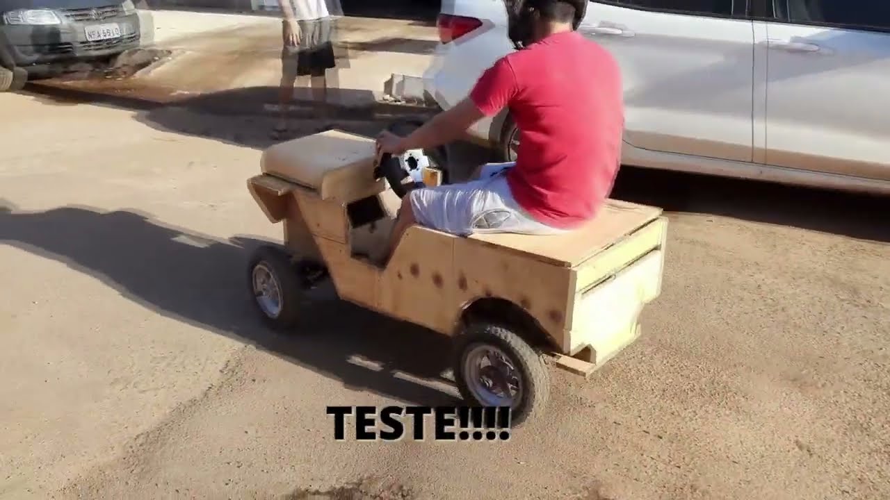 Jeep de madeira construído em casa| motor estacionário 7hp