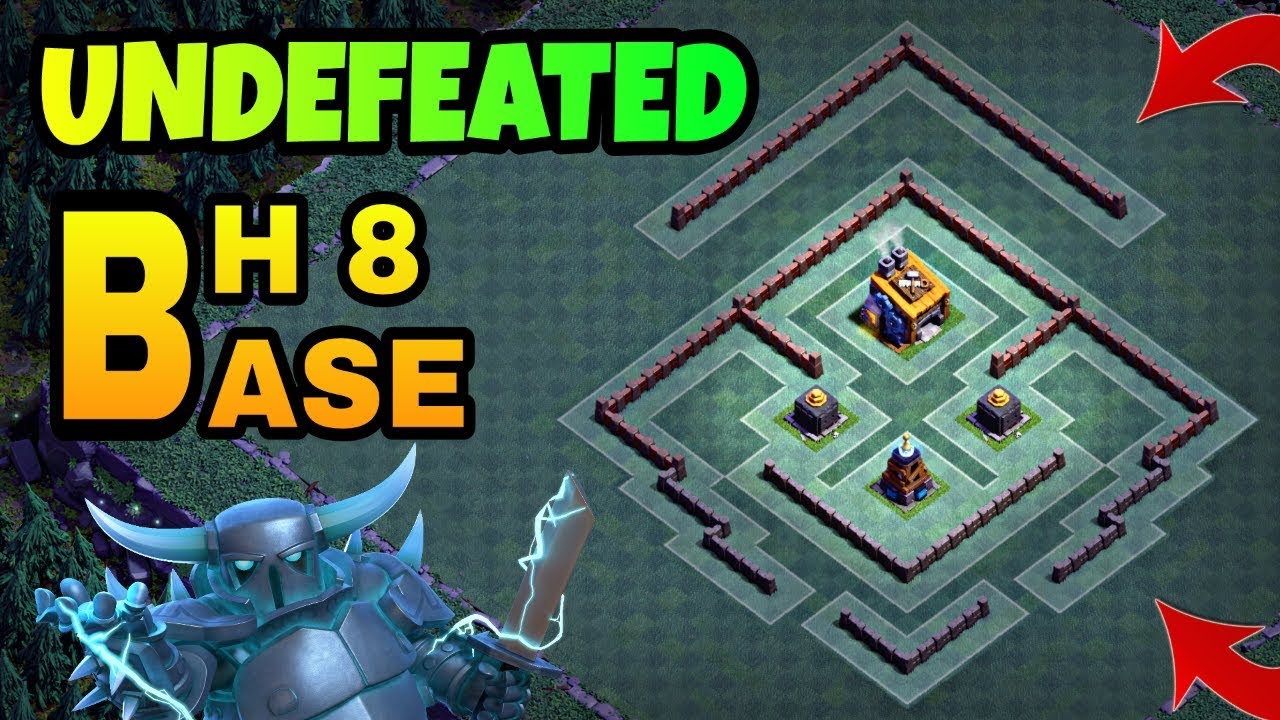 UNDEFEATED BUILDER HALL 8 BASE LAYOUT WITH REPLAY | BH8 BEST TROPHY BASE | CLASH OF CLANS