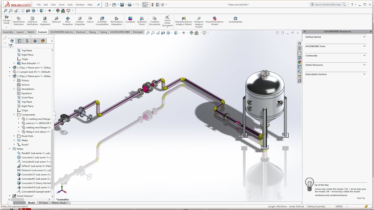 Piping (Routing ) with Flame Arrestor in Solidwork 2016