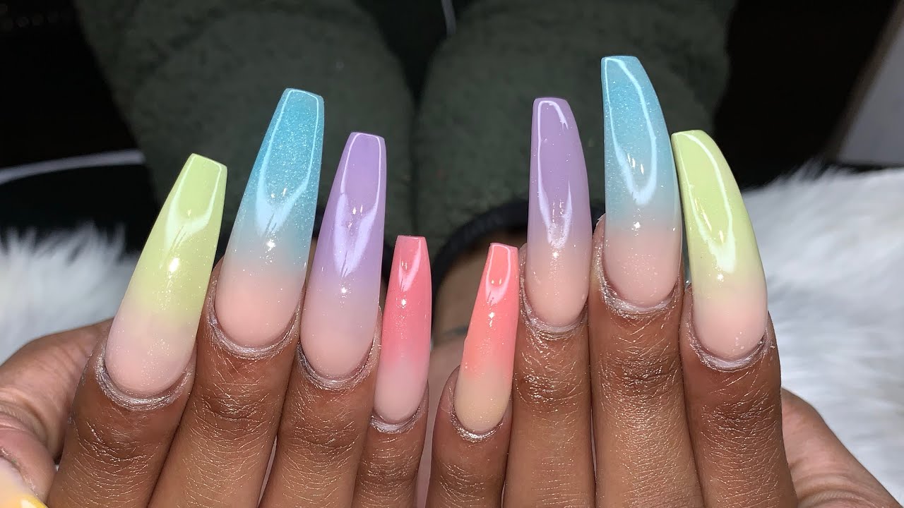Acrylic Nails Tutorial | Pastel Color Acrylic Ombré | Ombré Nails