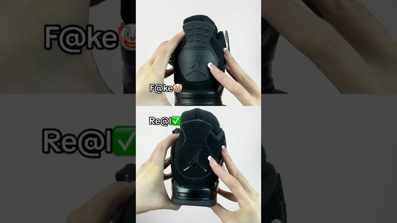 Real Vs Fake Black Cat Jordan 4 🐈&zwj;⬛ #sneakerhead #sneakers #viral