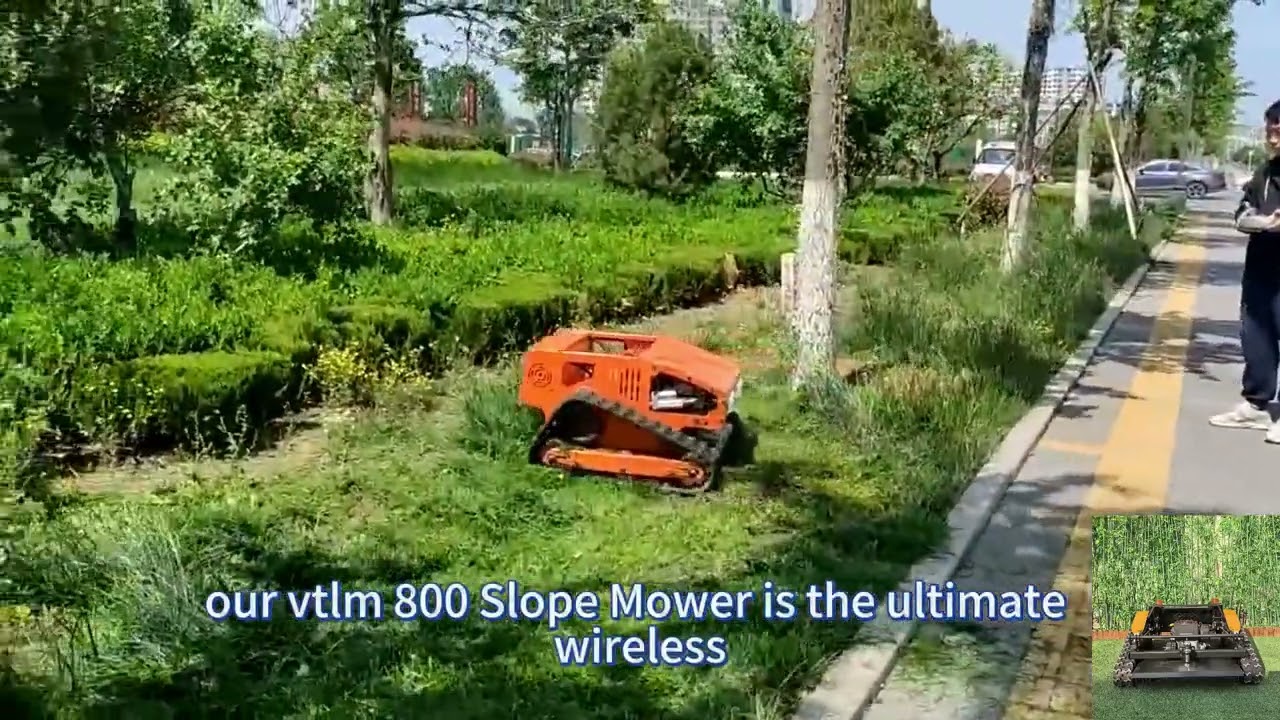 remotely controlled grass cutting machine with snow plow snow blade snow shovel snow removal machine