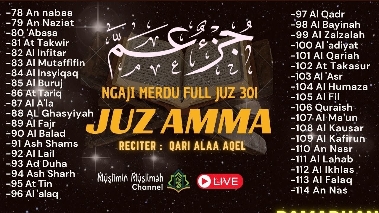 🔴NGAJI MERDU AL-QUR'AN JUZ 30 [JUZ AMMA] BY QORI ALAA AQEL PEMBUKA PINTU REJEKI PENGANTAR TIDUR  285