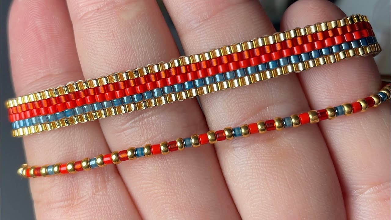 Cómo realizar pulsera con Miyuki en técnica peyote par y técnica ladrillo ✨