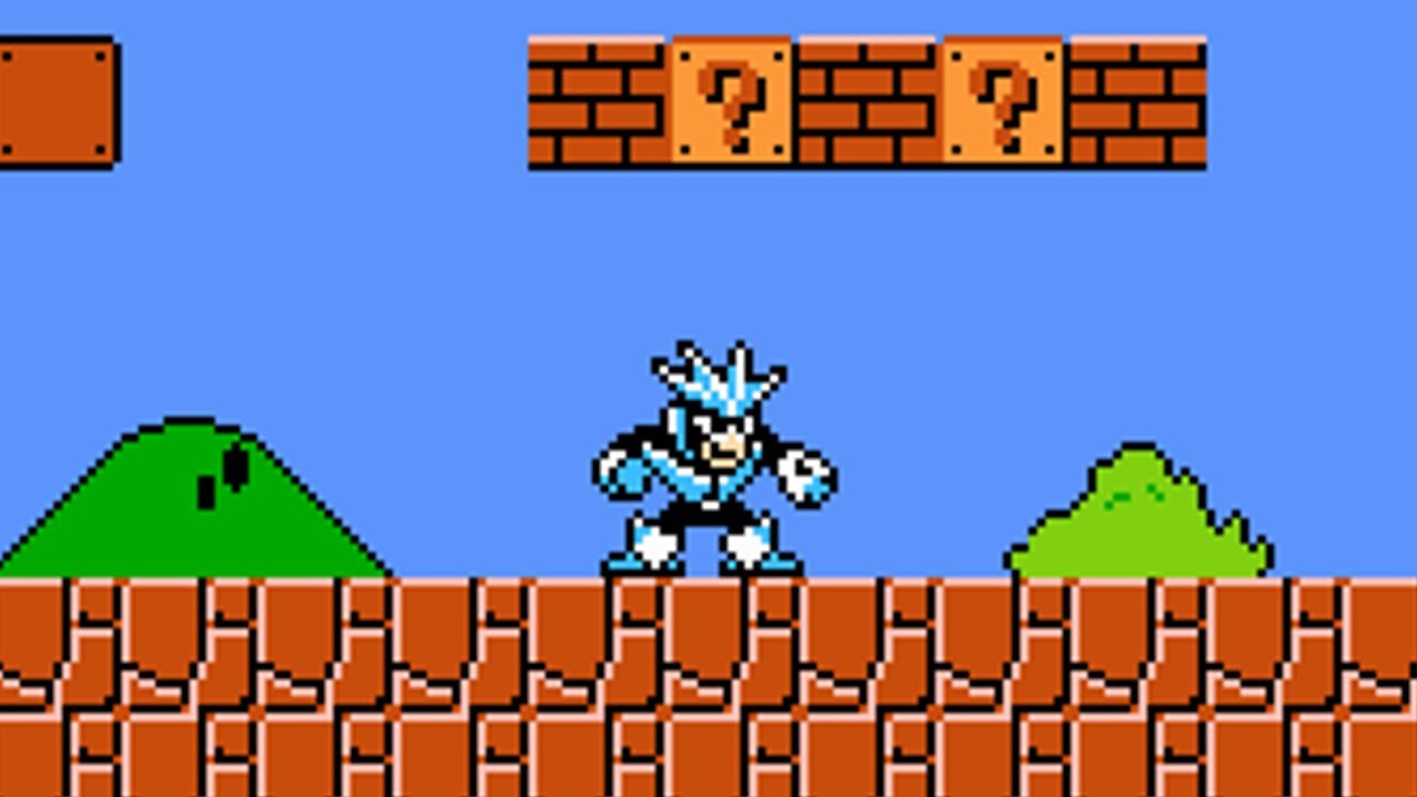 Super Mario Bros. Crossover - Mega Man as Gemini Man (PC) - Gameplay
