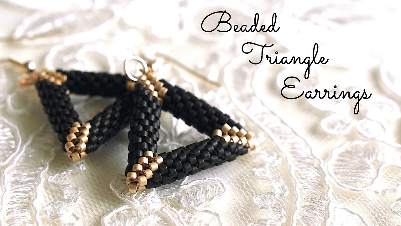 Peyote Stitch Triangle Earrings｜DIY Beaded Jewelry Making デリカビーズで編む三角形イヤリング ピアス｜ハンドメイド｜ビーズアクセサリー｜作り方