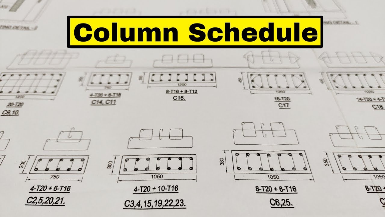 Column construction drawing plan reading | Column schedule | RCC drawing