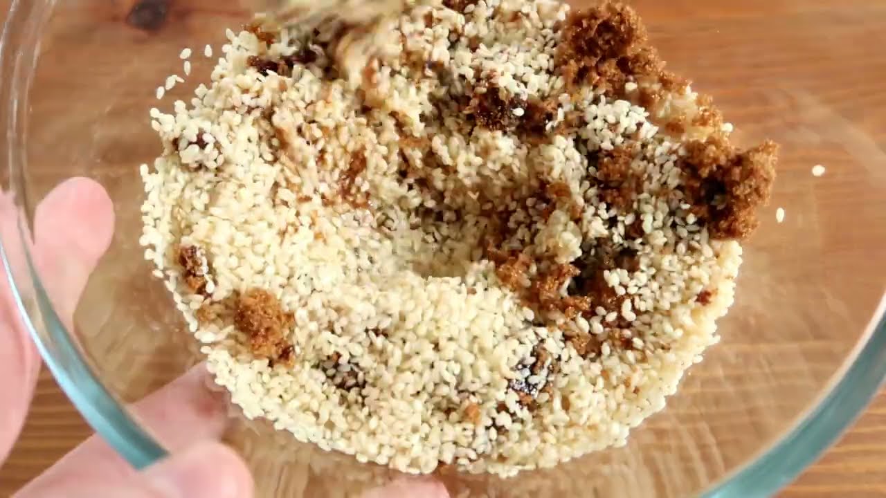 Хрустящее печенье без муки: 3 ингредиента! С кунжутом ♥