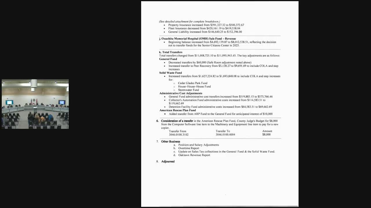 Garland County Quorum Court Budget Committee Meeting (12/1/25)