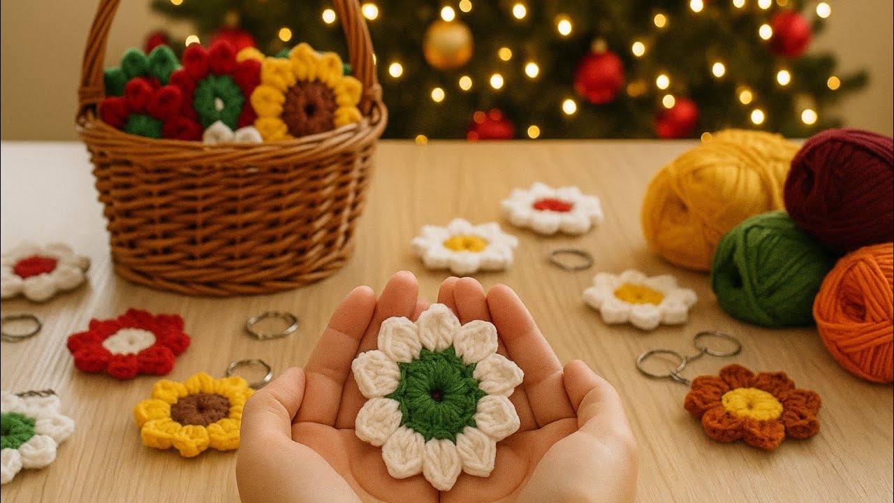  Wow, so beautiful 😍🌸 An easy way to make decorative items from leftover yarn 🎁🎁 Easy crochet flower