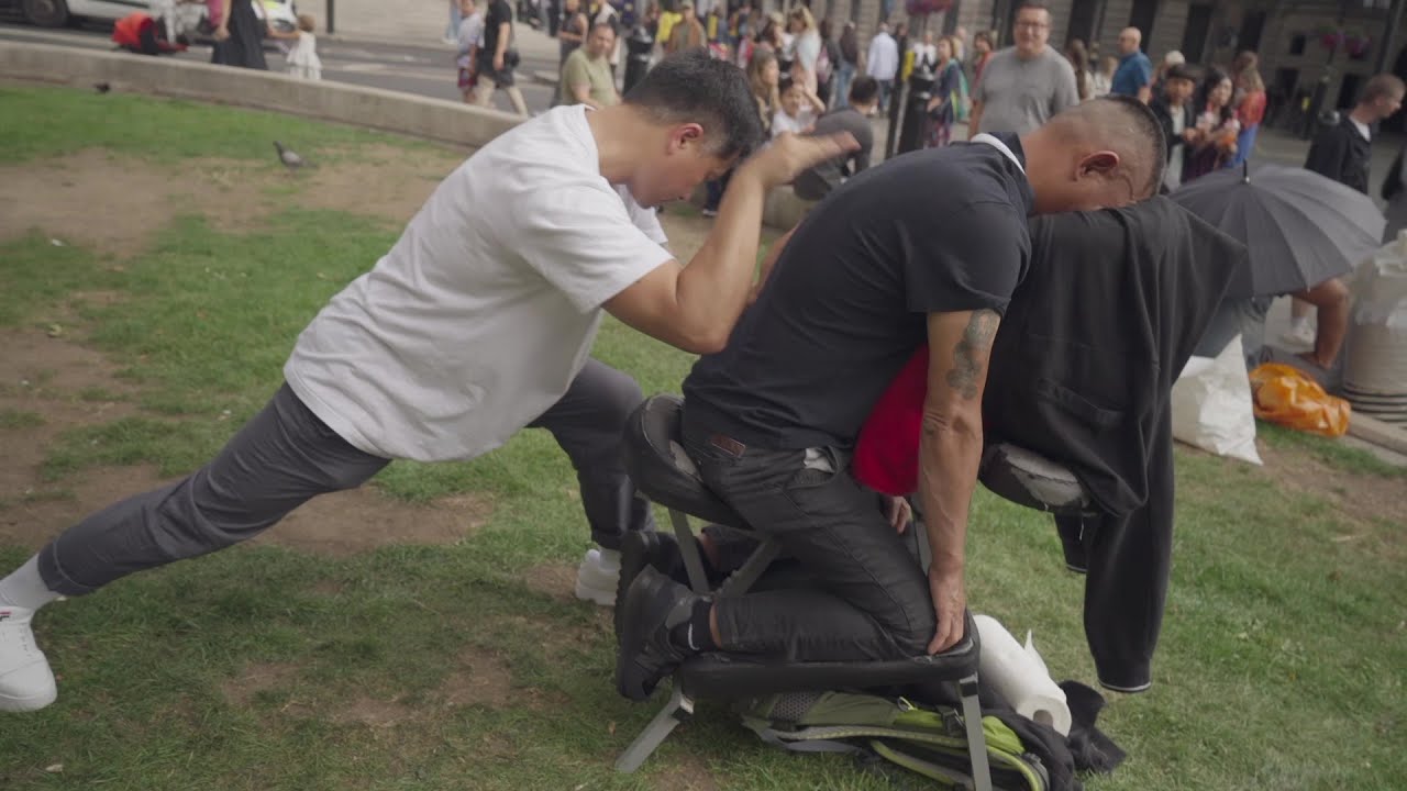 Helping Public with Chair Massages Preview - Pay It Forward - #asmr #massage  #master TAO CHI KAI