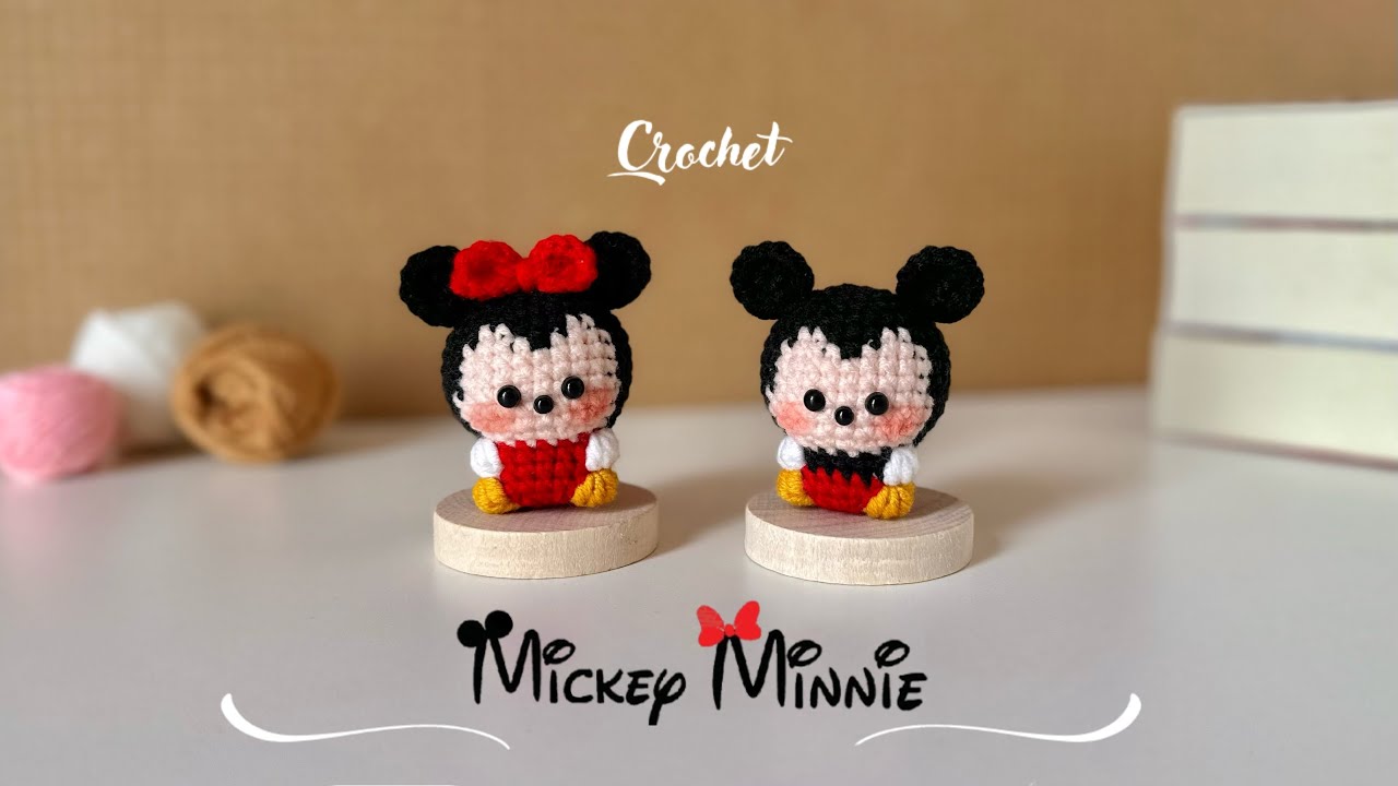 Crochet Mickey & Minnie mouse | Couple keychain - Amigurumi | Hướng dẫn móc chuột Mickey & Minnie