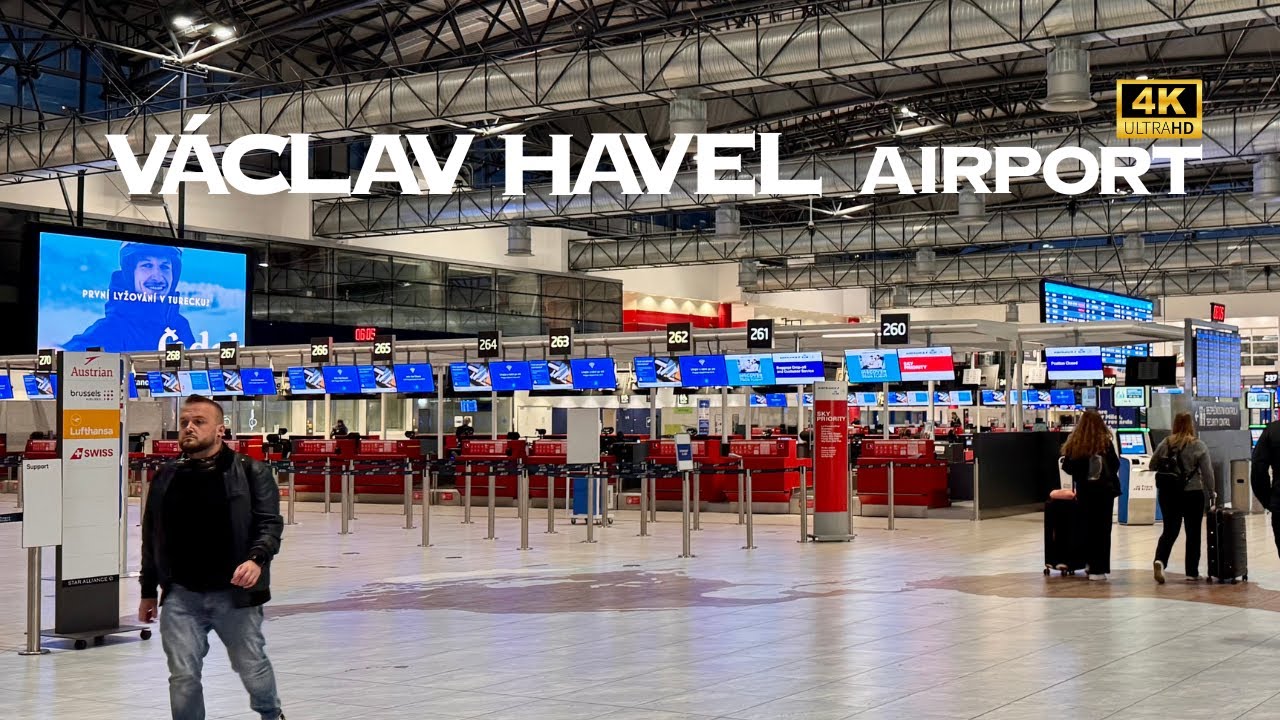 [4K] Václav Havel Airport in Prague Czechia 🇨🇿🐧 Walking Tour