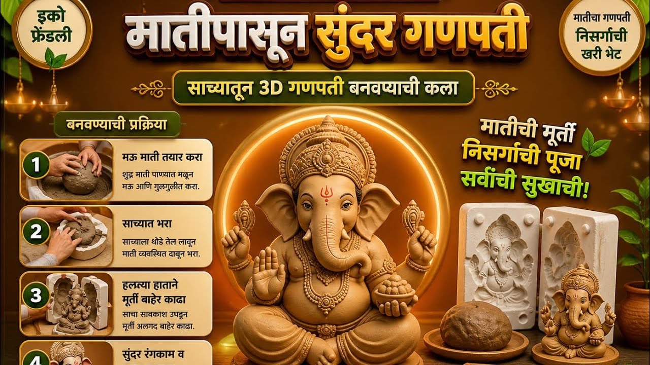 💥 कसे बनवतात माती पासुन चांगले गणपती साच्यातून काढून त्यांना आकार देतात ते पूर्ण व्हिडिओ मध्ये पहा 💥
