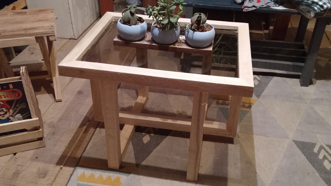 Mesita de Centro Madera y Cristal