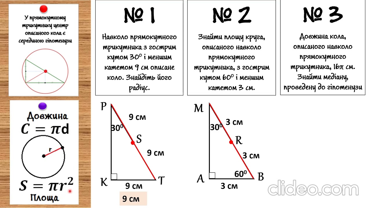 Коло, описане навколо прямокутного трикутника. 7 геометрія