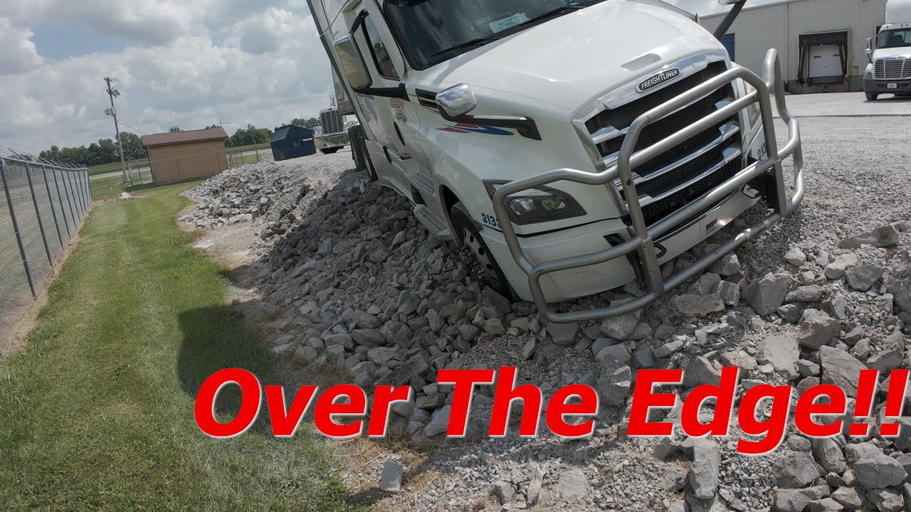 Semi Stuck on Rock Embankment, Heavy Duty Recovery