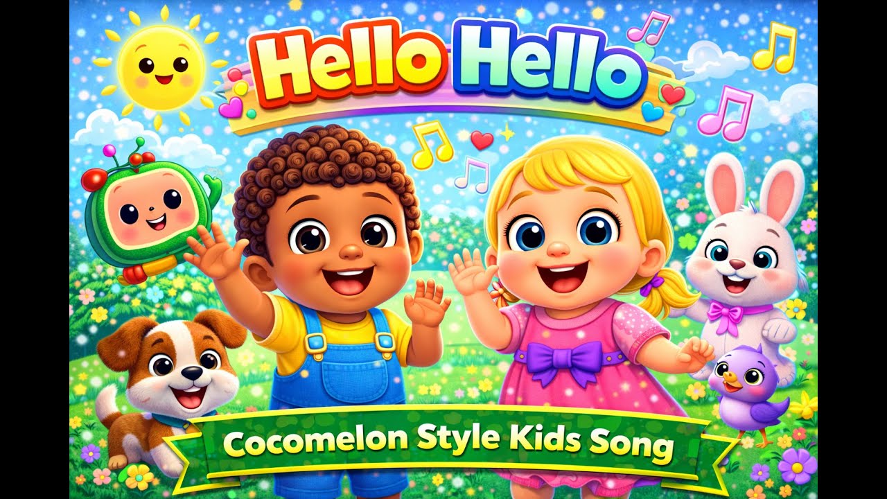 Hello Hello 👋 | Cocomelon Style Nursery Rhyme | Kids Hello Song for Toddlers 
