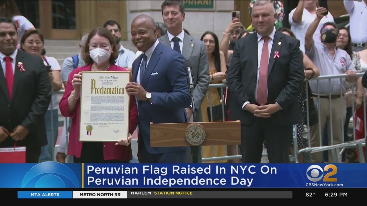 Peruvian flag raised in NYC on Peruvian Independence Day