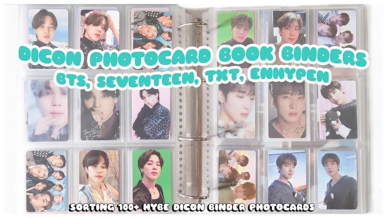 ☁️  sorting 100+ new kpop photocards from hybe dicon a5 mini binders | bts, seventeen, txt, enhypen