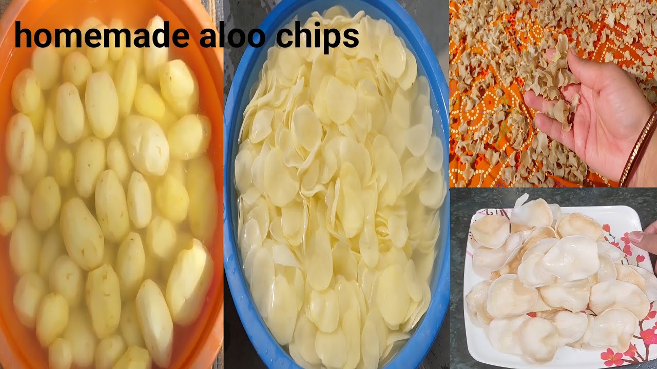 Homemade aloo chips 🍟 😋 || घर पर बनाए आसानी से आलू की चिप्स || how to make potato chips at home 
