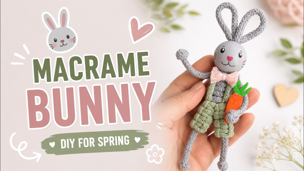 Macrame Bunny Tutorial 🐰 Easy DIY Easter Spring Decoration | Beginner Macrame Project