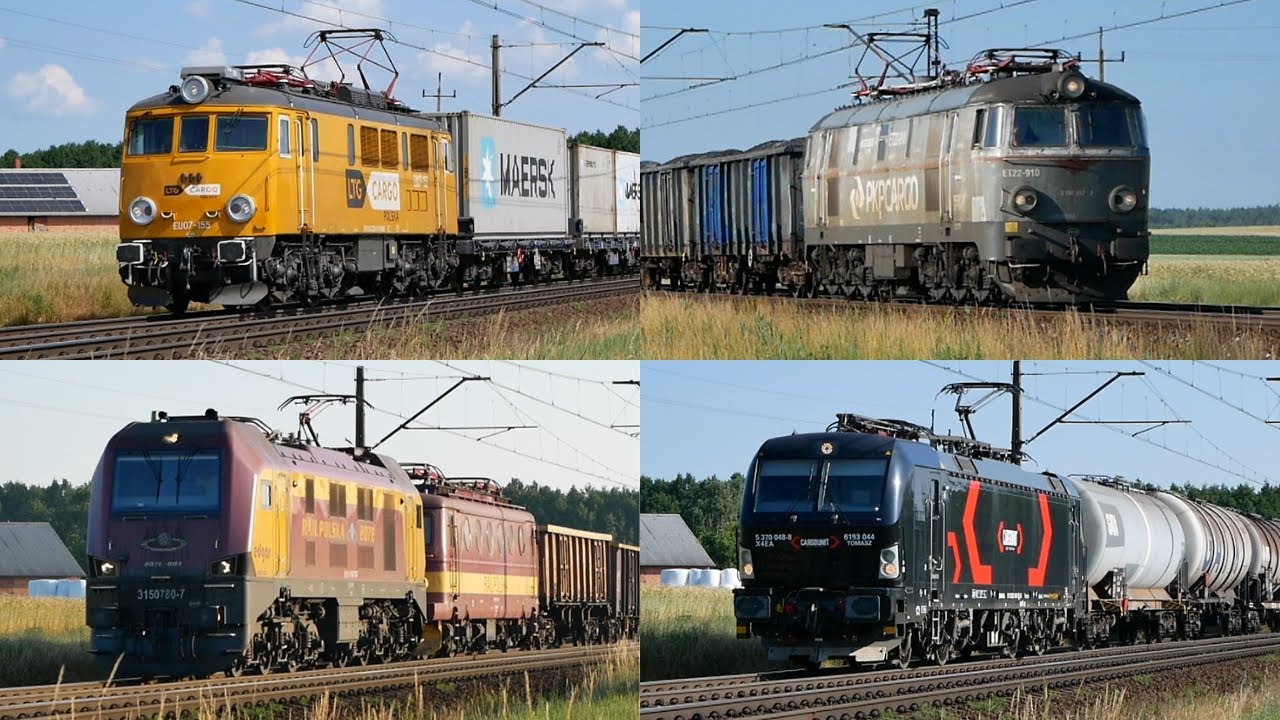 Pociągi towarowe na magistrali węglowej w Karnicach na szlaku Poddębice - Kłudna