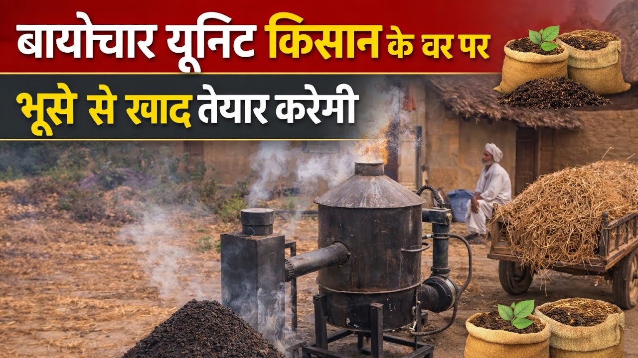बायोचार यूनिट किसान लगाकर खाद घर पर कैसे तैयार कर सकता है 🤔