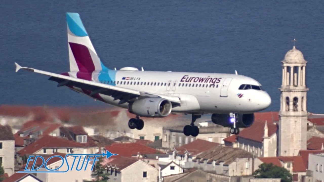 Hill View! Eurowings Airbus A319 - Landing at Split Airport LDSP/SPU