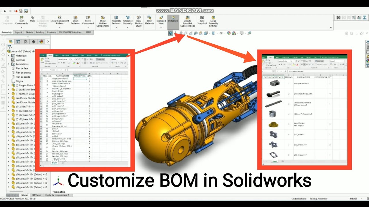 Solidworks BOM Tutorial to add images in BOM excel sheet