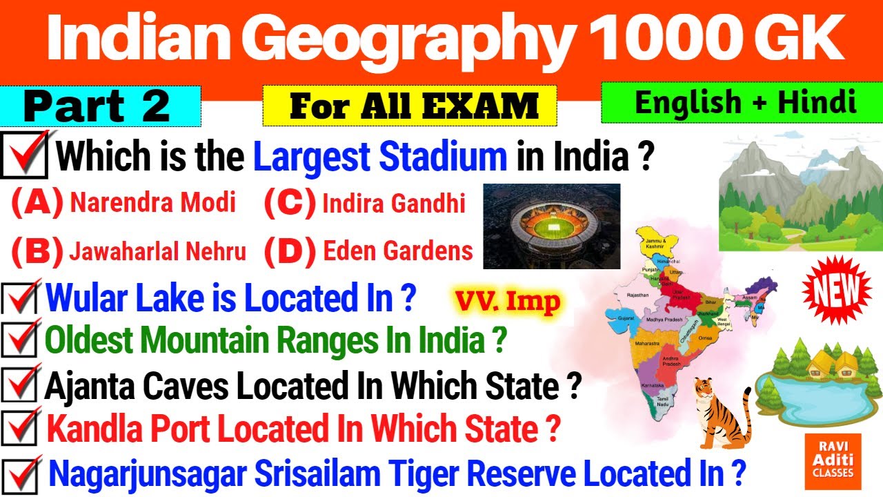 Indian Geography Most Important 1000 Mcq 🇮🇳| Part- 2 | Geography Gk in English | Geography Questions