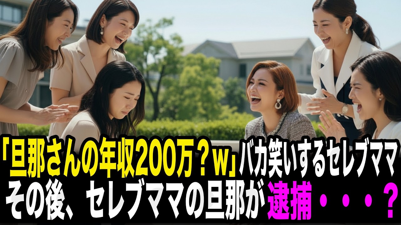 「旦那さんの年収200万？w」中卒旦那を見下し、バカ笑いするセレブママ。その後、セレブママの旦那が逮捕される・・・？